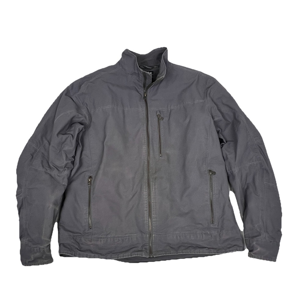 Kuhl Burr Jacket Mens XL Gray Vintage Patina Canvas Cotton Full Zip Fleece Lined
